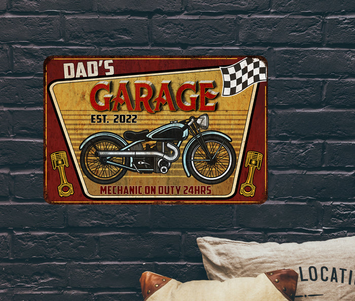 Personalized Auto Mechanic Garage Motorcycle Sign Bike Shop Den Wall Decor Chopper Hog