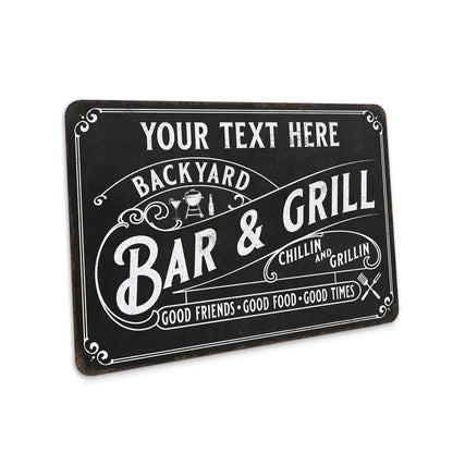 Personalized Backyard Bar and Grill Sign Patio Metal Home Decor Gift Chillin