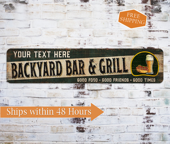 Personalized Backyard Bar and Grill Sign