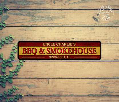 Personalized BBQ Sign Smokehouse Gift For Dad Patio Man Cave
