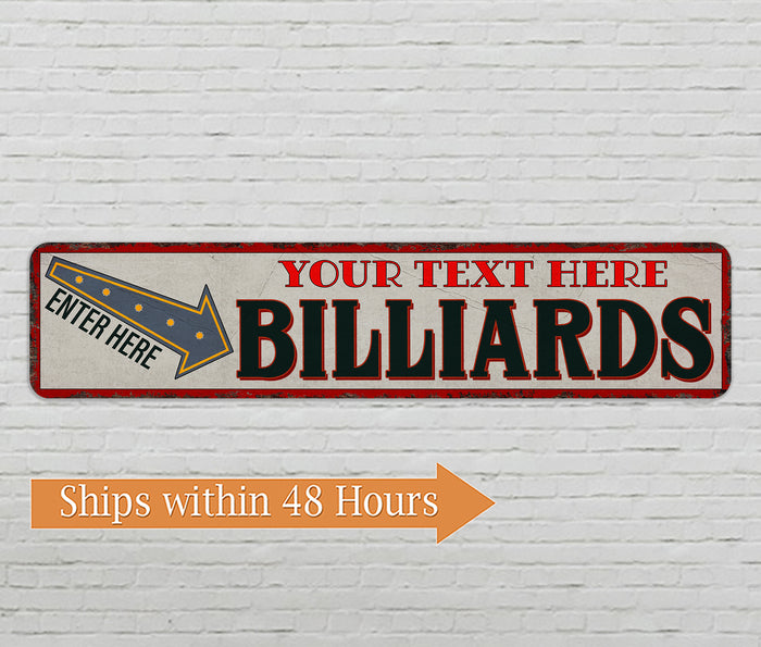 Personalized Billiards Room Pool Hall Sign