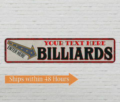 Personalized Billiards Room Pool Hall Sign