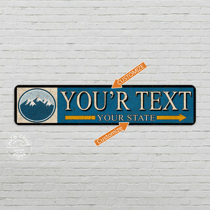 Personalized City State Mountain Ski Sign