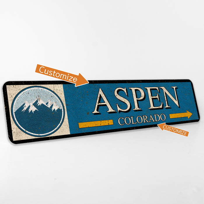 Personalized City State Mountain Ski Sign
