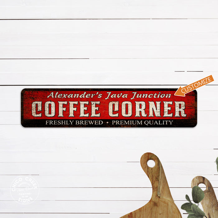 Personalized Coffee Corner Sign Kitchen Office Coffee Shop
