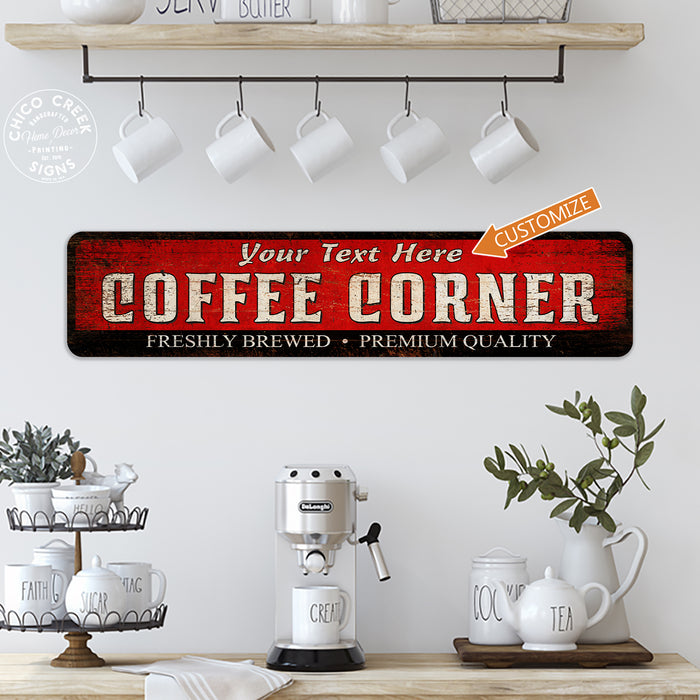 Personalized Coffee Corner Sign Kitchen Office Coffee Shop