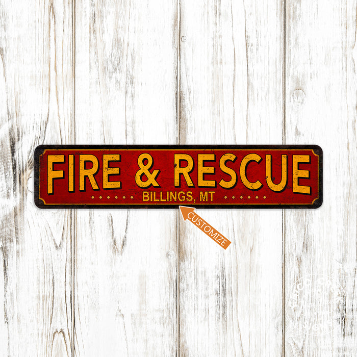 Personalized Fire and Rescue Sign Fire Station Decor Firemen