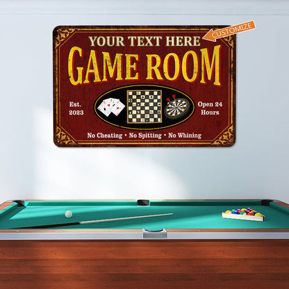 Personalized Game Room Sign Family Room Decor Chess Board Games Poker Darts