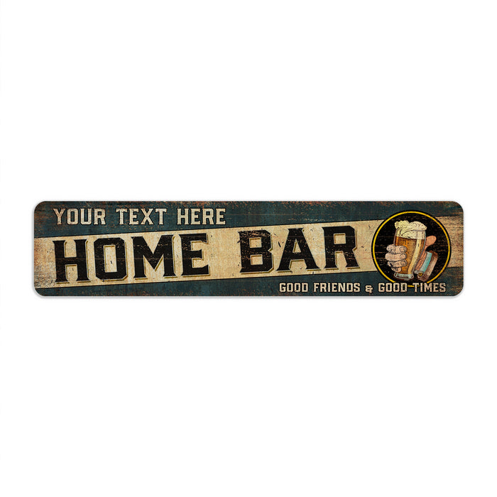 Personalized home bar metal sign, rustic man cave den beer liquor wall decor