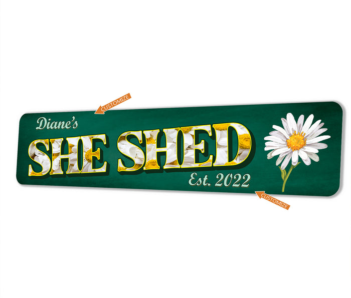 Personalized She Shed Sign Daisy Green