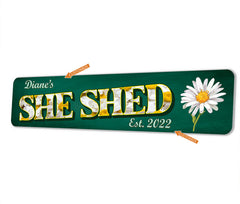 Personalized She Shed Sign Daisy Green