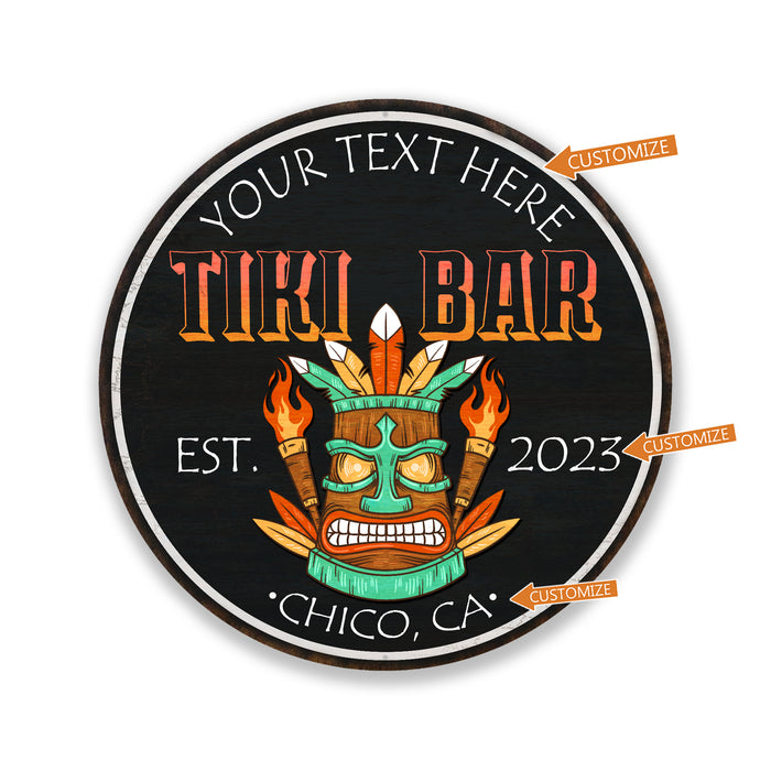 Personalized Tiki Bar Sign Tropical Decor Pool Art Hot Tub Backyard