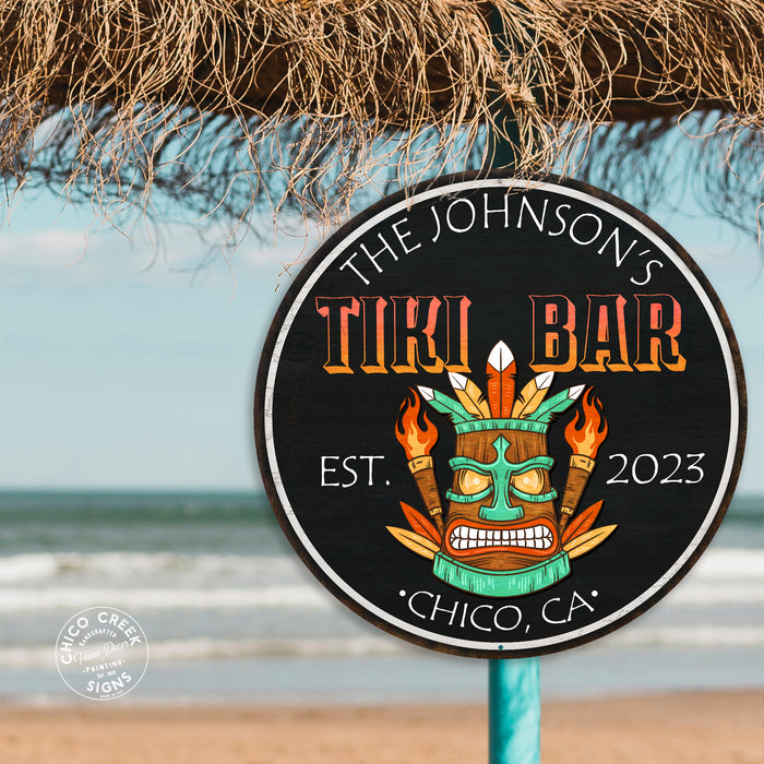Personalized Tiki Bar Sign Tropical Decor Pool Art Hot Tub Backyard