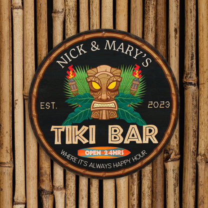 Personalized Tiki Bar Sign Tropical Decor Pool Porch Backyard Patio