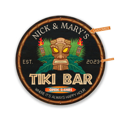 Personalized Tiki Bar Sign Tropical Decor Pool Porch Backyard Patio