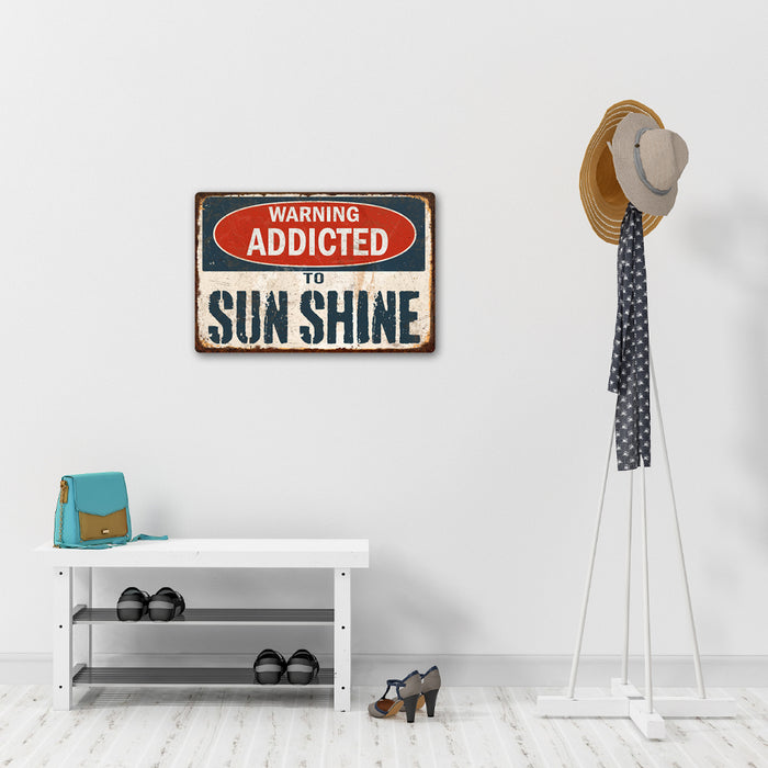 Personalized Warning Addicted To... Distressed Metal Sign Garage Shop Custom