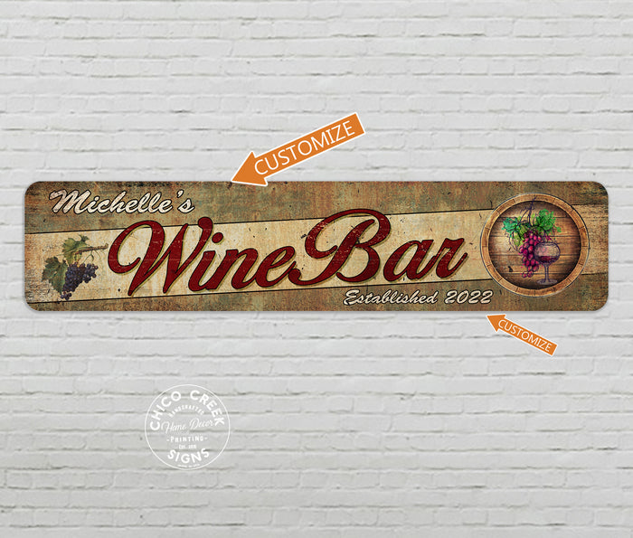 Personalized Wine Bar Alcohol Sign