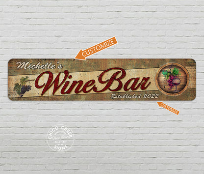 Personalized Wine Bar Alcohol Sign