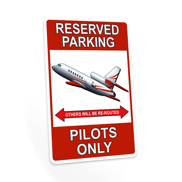 Pilots Only Parking Sign Airplane Helicopter Metal Parking Decor