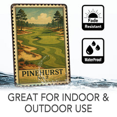 Pinehurst No.2 Vintage Golf Course Stamp Metal Sign