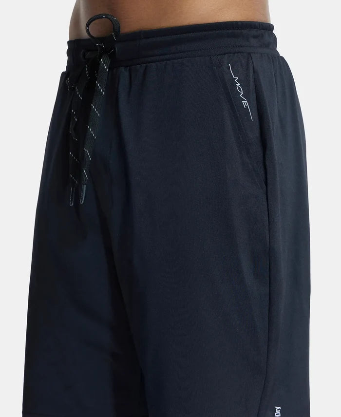 Polyester Stretch Straight Fit Solid Shorts with Pockets and StayFresh Treatment - Black-7