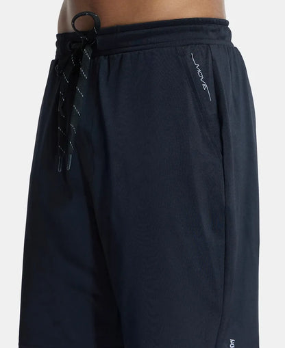Polyester Stretch Straight Fit Solid Shorts with Pockets and StayFresh Treatment - Black-7