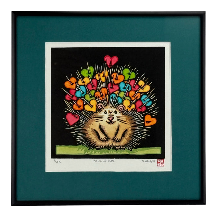 Porcupine - Original Linocut