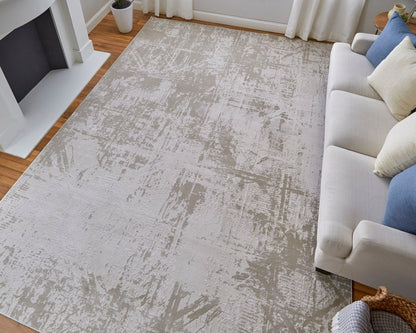 The Rug Corner Feizy Prasad Modern Abstract - Ivory/Taupe/Silver