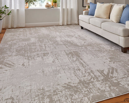 The Rug Corner Feizy Prasad Modern Abstract - Ivory/Taupe/Silver