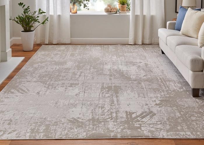 The Rug Corner Feizy Prasad Modern Abstract - Ivory/Taupe/Silver