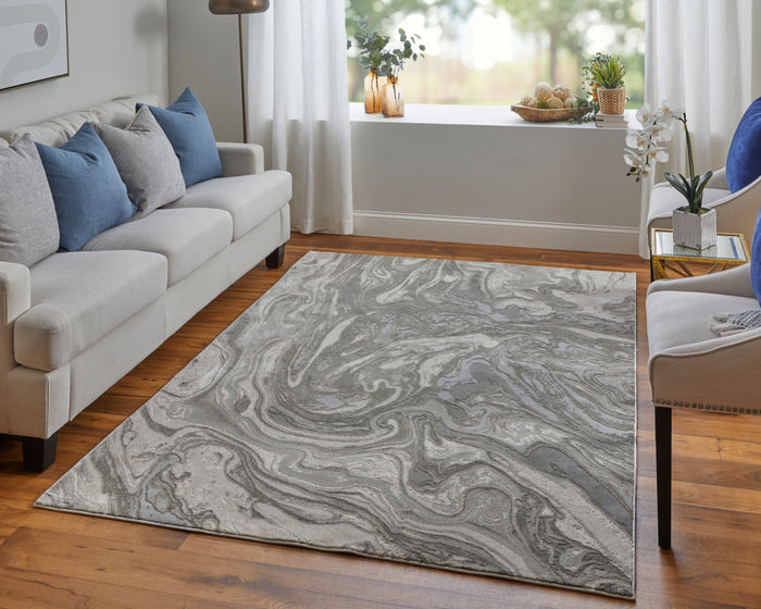 The Rug Corner Feizy Prasad Modern Watercolor - Gray/Ivory/Silver  Prasad Modern Watercolor - Gray/Ivory/Silver