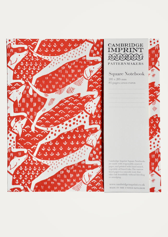 Cambridge Imprint patterned notebook with red and white design