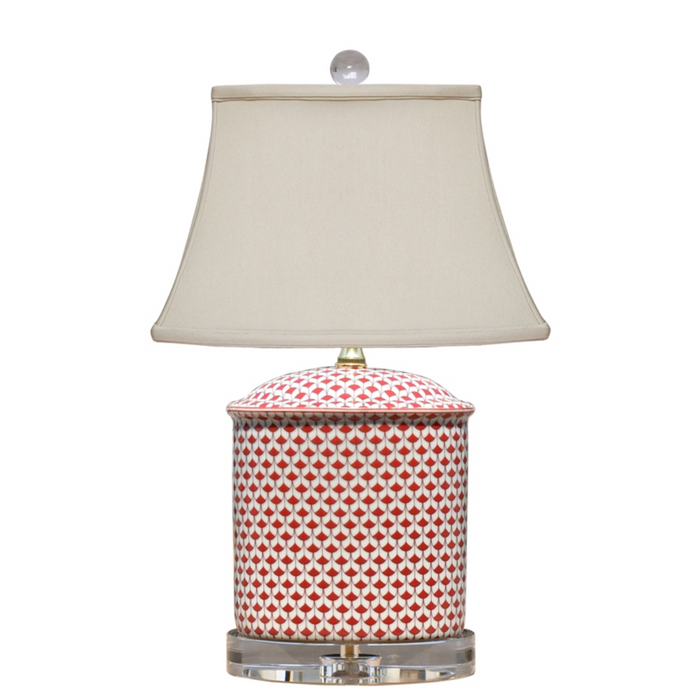 Red and White Porcelain Table Lamp