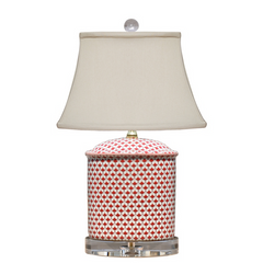 Red and White Porcelain Table Lamp