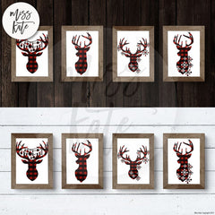 Red & Black Reindeer Heads - 8X10 Prints