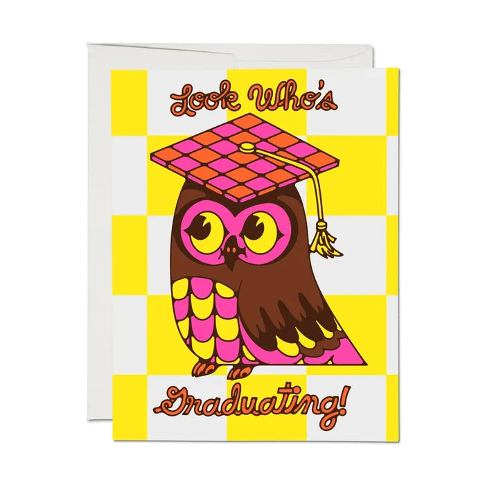 Red Cap Graduation Card -  Owl