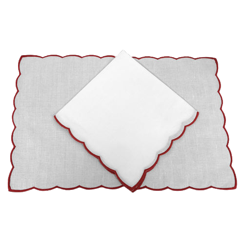 Red Scallop Border Placemat - Maisonette Shop