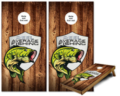 Reel Average Fishing rustic cornhole wraps