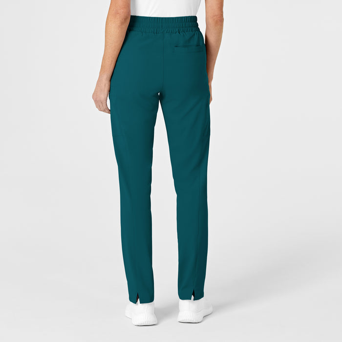 RENEW Women's High Waist Slim Leg Scrub Pant Caribbean Blue back view