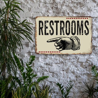 Restrooms Left Vintage 50's Diner Metal Sign