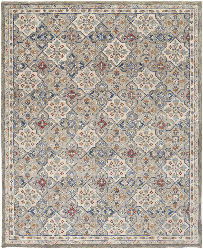 The Rug Corner Feizy Rylan Transitional Floral & Botanical - Taupe/Ivory/Red  Rylan Transitional Floral & Botanical - Taupe/Ivory/Red