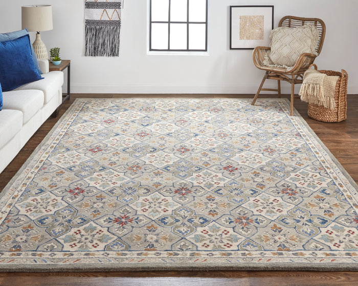 lifestyle The Rug Corner Feizy Rylan Transitional Floral & Botanical - Taupe/Ivory/Red  Rylan Transitional Floral & Botanical - Taupe/Ivory/Red