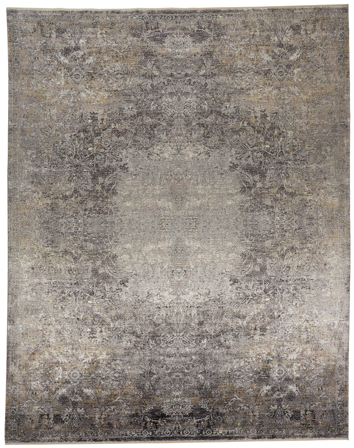 The Rug Corner Feizy Sarrant Transitional Medallion - Gray/Ivory/Tan