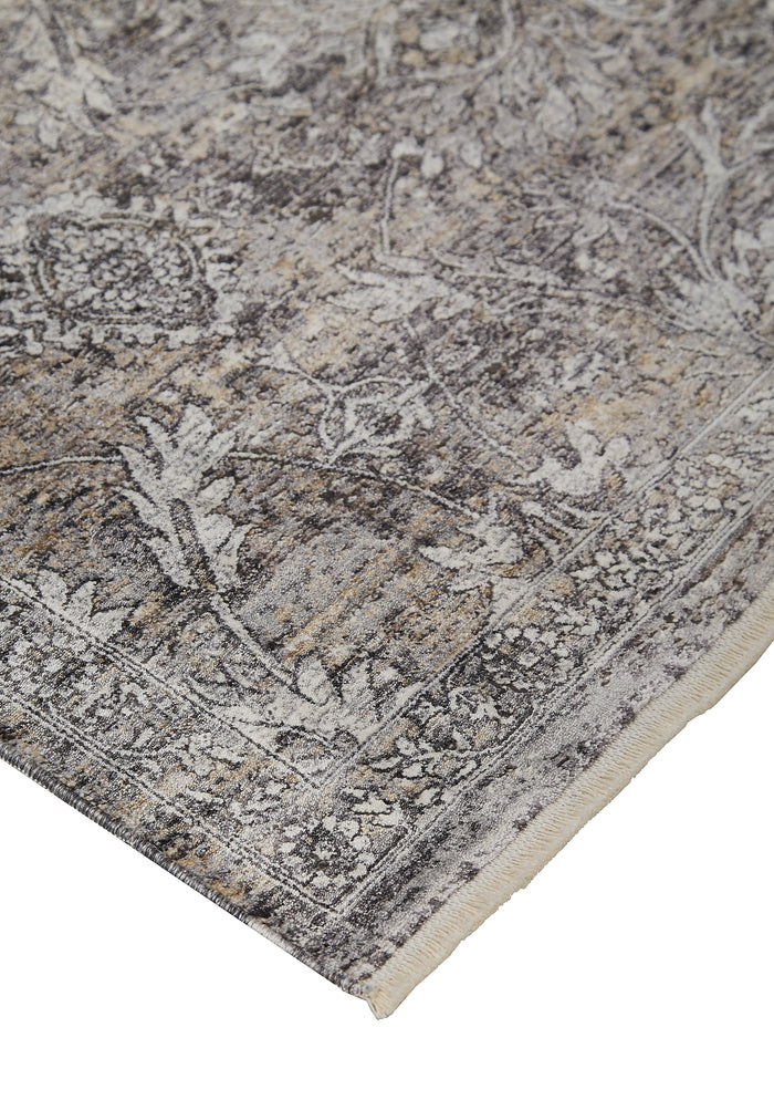 The Rug Corner Feizy Sarrant Transitional Medallion - Gray/Ivory/Tan