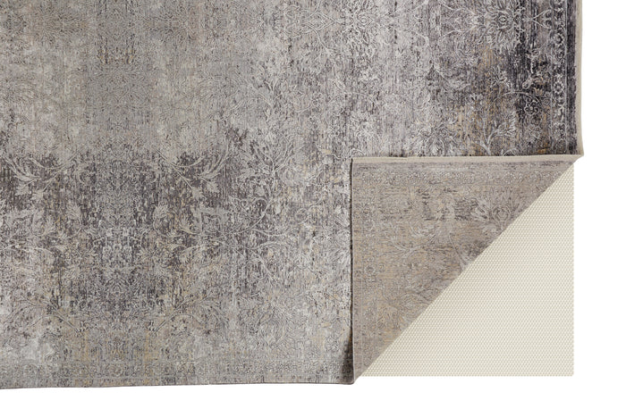 The Rug Corner Feizy Sarrant Transitional Medallion - Gray/Ivory/Tan