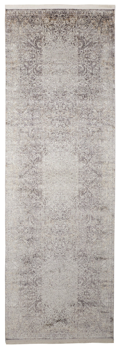 The Rug Corner Feizy Sarrant Transitional Medallion - Gray/Ivory/Tan
