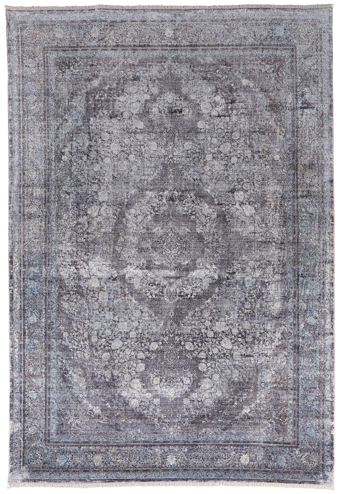 The Rug Corner Feizy Sarrant Transitional Medallion - Gray/Silver/Ivory  Sarrant Transitional Medallion - Gray/Silver/Ivory
