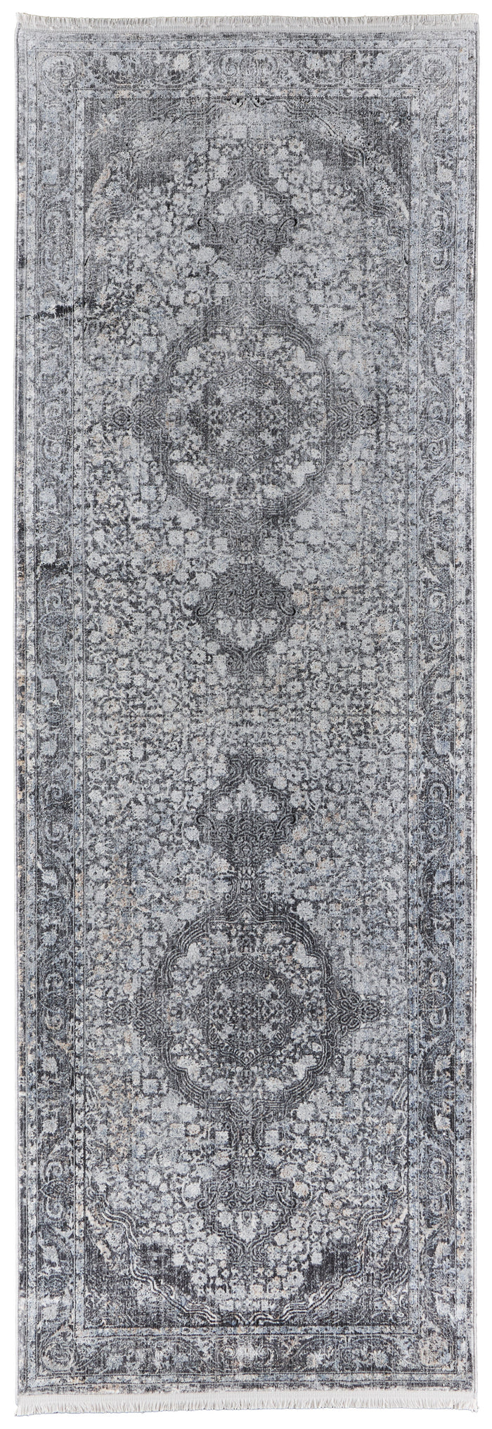 lifestyle The Rug Corner Feizy Sarrant Transitional Medallion - Gray/Silver/Ivory  Sarrant Transitional Medallion - Gray/Silver/Ivory