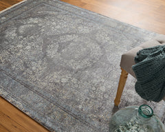 The Rug Corner Feizy Sarrant Transitional Medallion - Gray/Silver/Ivory  Sarrant Transitional Medallion - Gray/Silver/Ivory