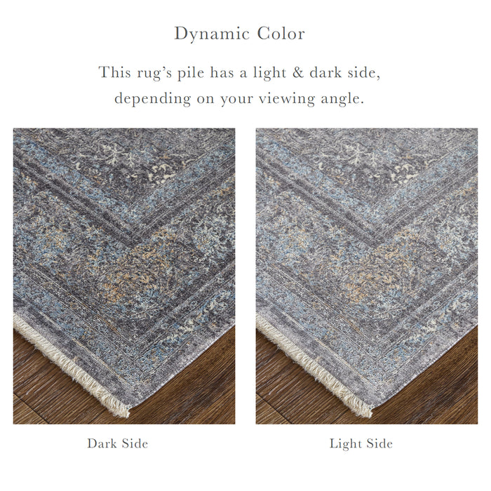 The Rug Corner Feizy Sarrant Transitional Medallion - Gray/Silver/Ivory  Sarrant Transitional Medallion - Gray/Silver/Ivory